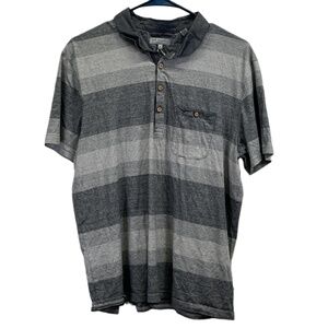 Ted Baker Mens Gray Cotton Striped Short Sleeve Polo Shirt Sz 6 (XL)
